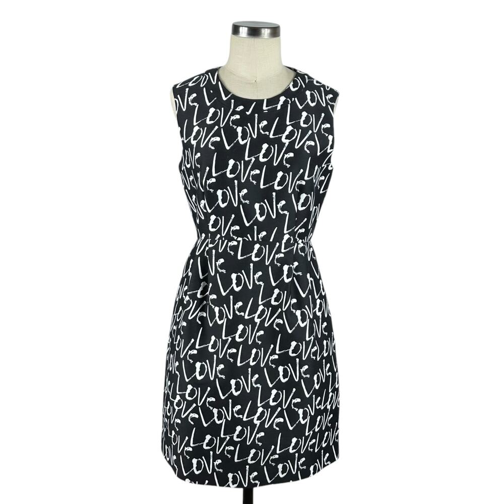 KATE SPADE Love Mindy Dress Fancy Meeting You Black White Graffiti Print‎ Size 8